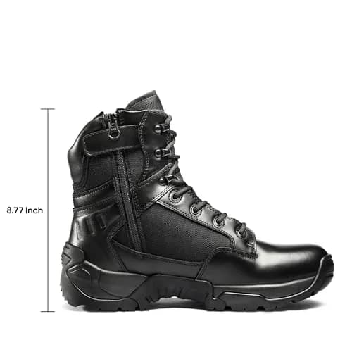 NORTIV 8 Men's Black Tactical Work Boots with Side Zipper, 8 US (26.1 cm) thumbnail 2