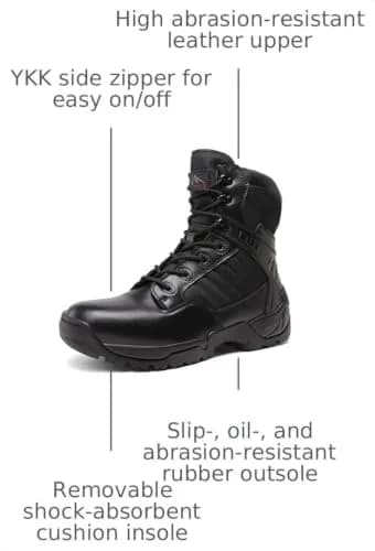 NORTIV 8 Men's Black Tactical Work Boots with Side Zipper, 8 US (26.1 cm) thumbnail 3