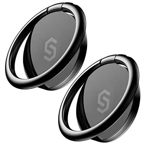 SYNCWIRE Phone Ring Holder Stand 2 Pack Black+Black | 360° Rotation Finger Ring Kickstand with Polished Metal Grip for Magnetic Car Mount thumbnail 1