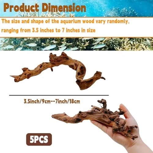 Hamiledyi Aquarium Driftwood 3.5-7in | Natural Betta Fish Tank Decor Accessories thumbnail 2