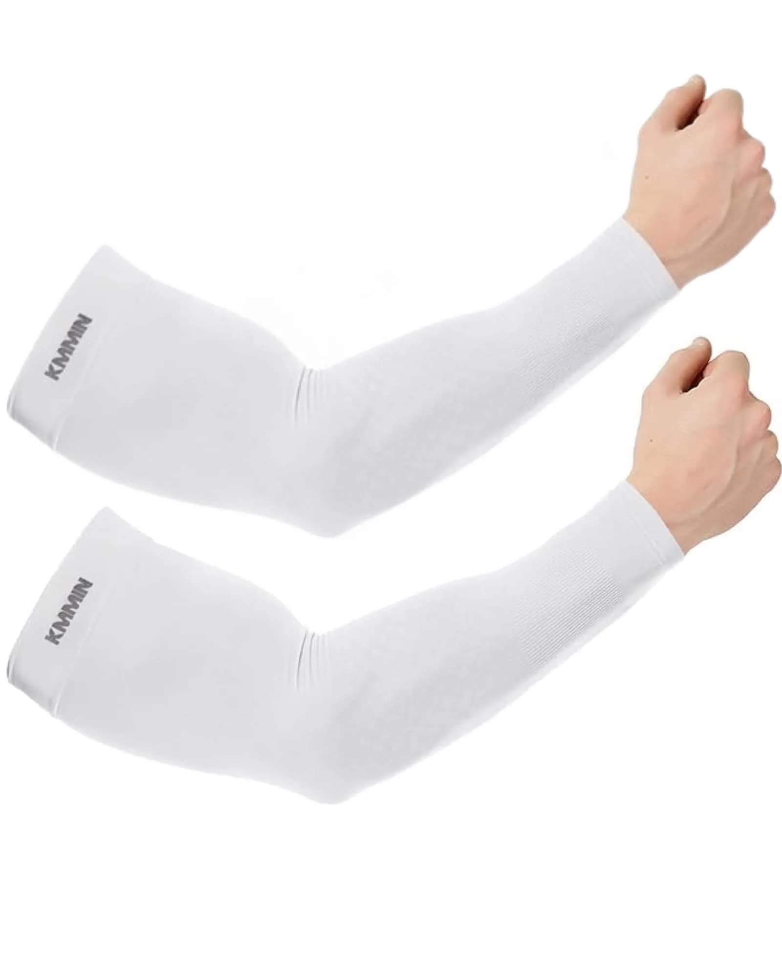 KMMIN UV Protection Arm Sleeves (2-Pack, White) | UPF 50+ Sunblock for Cycling, Basketball, Driving - main product image