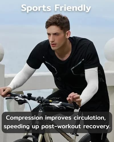 KMMIN UV Protection Arm Sleeves (2-Pack, White) | UPF 50+ Sunblock for Cycling, Basketball, Driving thumbnail 6