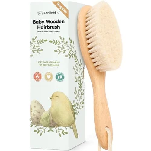 KeaBabies Wooden Baby Hair Brush Walnut Regular | Soft Goat Bristles for Newborns, Toddlers, Cradle Cap thumbnail 1