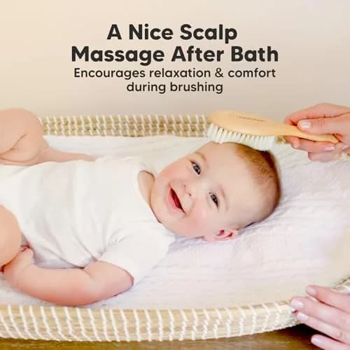 KeaBabies Wooden Baby Hair Brush Walnut Regular | Soft Goat Bristles for Newborns, Toddlers, Cradle Cap thumbnail 5