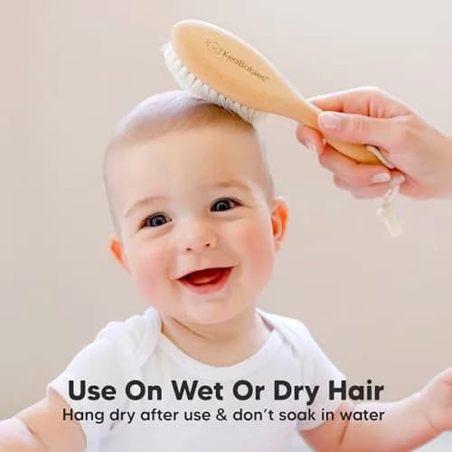 KeaBabies Wooden Baby Hair Brush Walnut Regular | Soft Goat Bristles for Newborns, Toddlers, Cradle Cap thumbnail 6