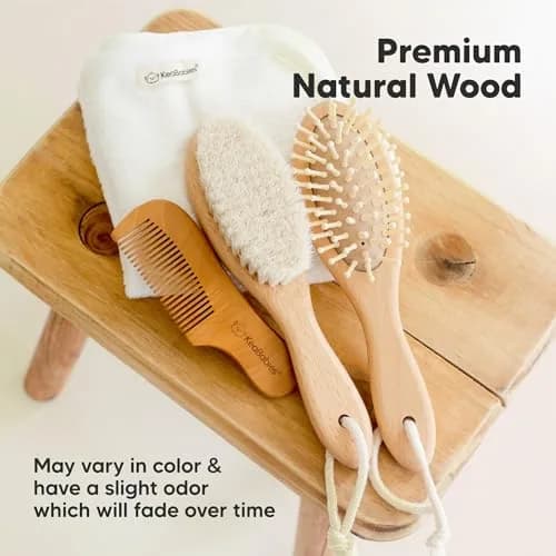KeaBabies Wooden Baby Hair Brush Walnut Regular | Soft Goat Bristles for Newborns, Toddlers, Cradle Cap thumbnail 7