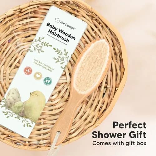 KeaBabies Wooden Baby Hair Brush Walnut Regular | Soft Goat Bristles for Newborns, Toddlers, Cradle Cap thumbnail 9