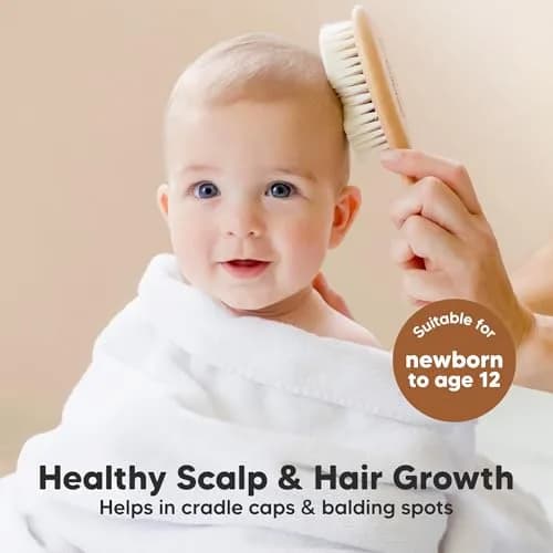KeaBabies Wooden Baby Hair Brush Walnut Regular | Soft Goat Bristles for Newborns, Toddlers, Cradle Cap thumbnail 3