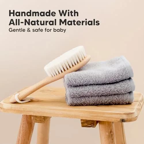 KeaBabies Wooden Baby Hair Brush Walnut Regular | Soft Goat Bristles for Newborns, Toddlers, Cradle Cap thumbnail 4