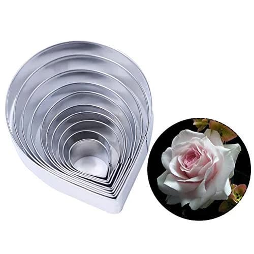 KALAIEN Rose Cutter Set & Petal Fondant Mold 12 Pcs | 2 Silicone Molds & 10 Stainless Steel Cutters for Cake Decorating thumbnail 6