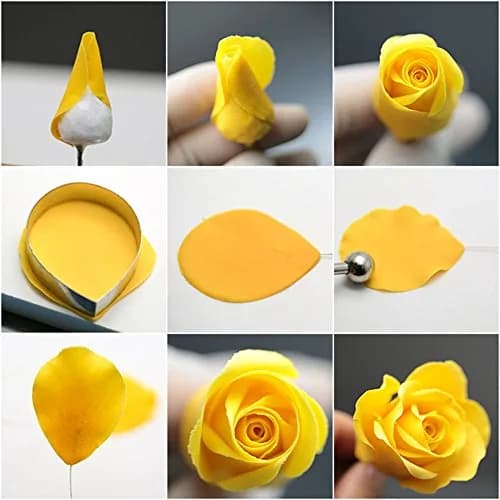 KALAIEN Rose Cutter Set & Petal Fondant Mold 12 Pcs | 2 Silicone Molds & 10 Stainless Steel Cutters for Cake Decorating thumbnail 2