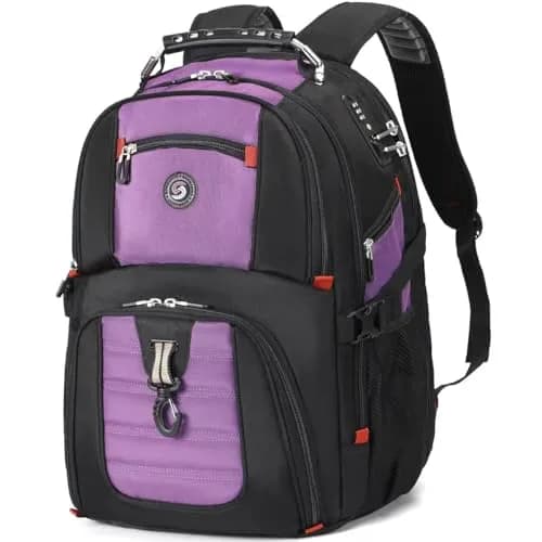 SHRRADOO Large Travel Laptop Backpack for Women, Work College Backpacks with Combination Lock, 50L Capacity, Purple thumbnail 1