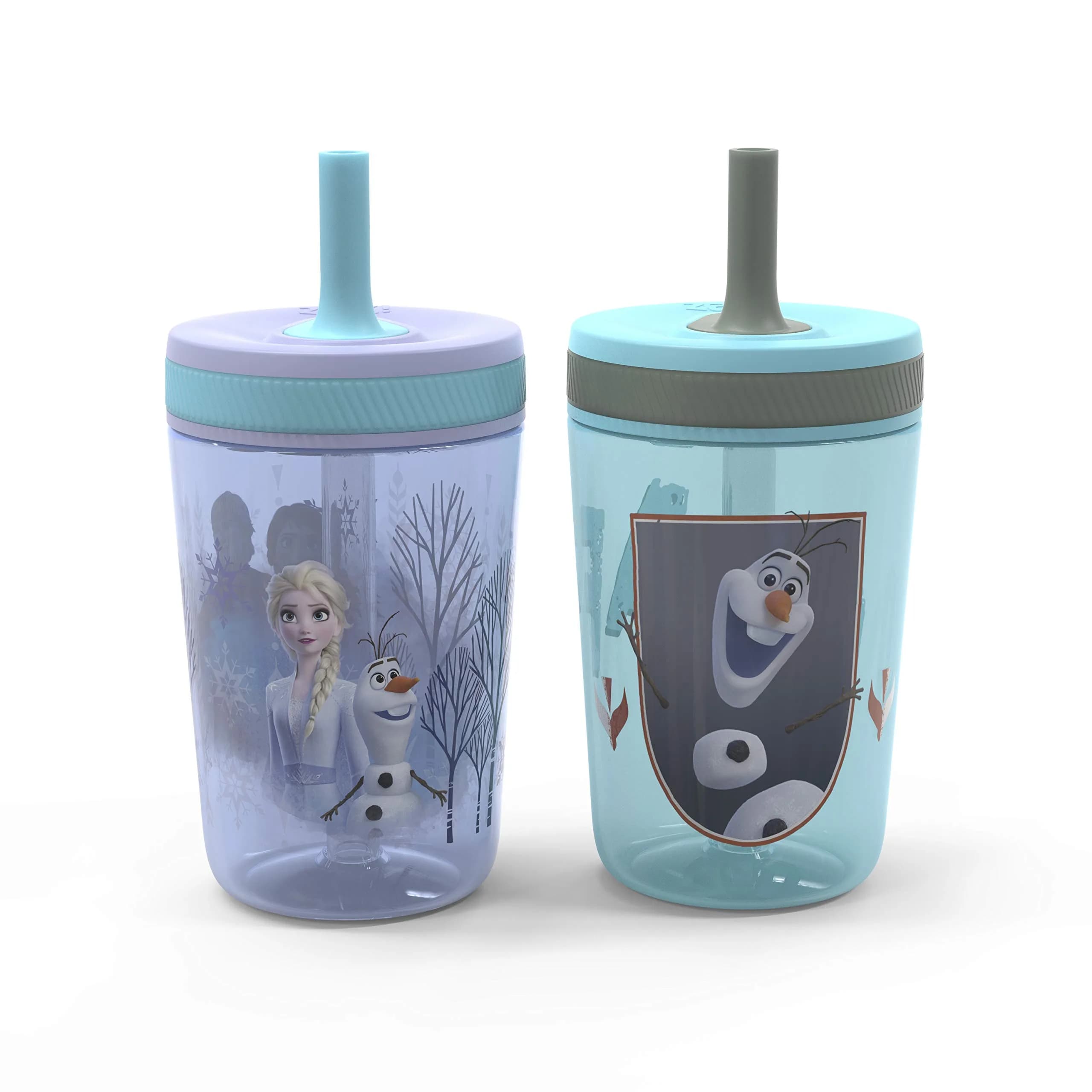 Zak Designs Disney Frozen II Kelso Tumbler Set, Leak-Proof 15 oz | Durable Plastic & Silicone Kids Bundle — Frozen 2
