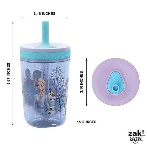 Zak Designs Disney Frozen II Kelso Tumbler Set, Leak-Proof 15 oz | Durable Plastic & Silicone Kids Bundle thumbnail 8