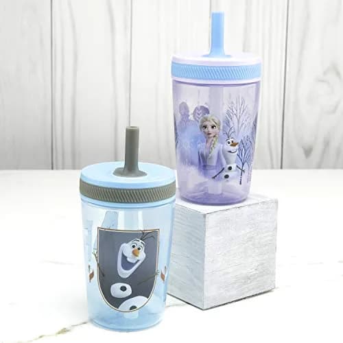 Zak Designs Disney Frozen II Kelso Tumbler Set, Leak-Proof 15 oz | Durable Plastic & Silicone Kids Bundle thumbnail 9