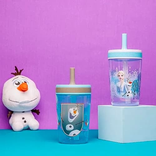 Zak Designs Disney Frozen II Kelso Tumbler Set, Leak-Proof 15 oz | Durable Plastic & Silicone Kids Bundle thumbnail 2