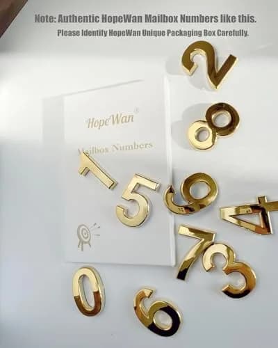HopeWan Mailbox Numbers for Outside, 2 Inch Door Address Number Stickers, Gold Shiny, 10 Pcs | Waterproof & Self Adhesive thumbnail 2
