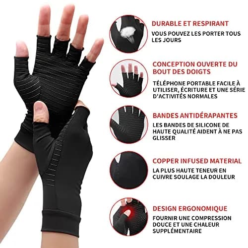 Waxden Copper Compression Arthritis Gloves for Hand Swelling & Pain Relief | Medium (1 Pair) thumbnail 2