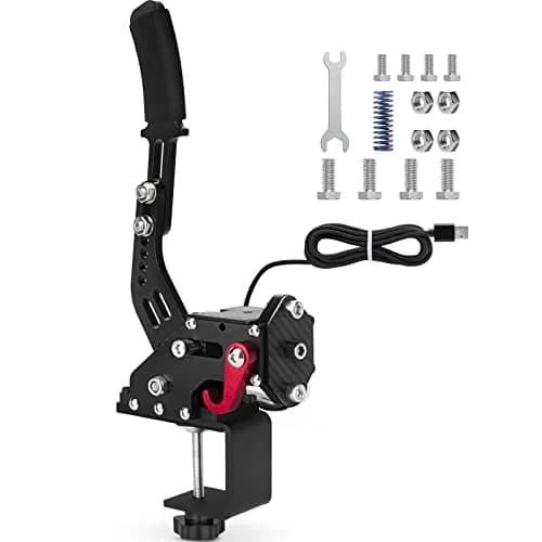 aikeec USB Sim Racing Handbrake PC with Clamp, Compatible with Logitech G29 G920 T300 T500, Hall Sensor, Windows (Black) — Black