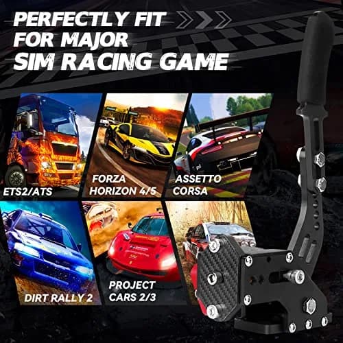 aikeec USB Sim Racing Handbrake PC with Clamp, Compatible with Logitech G29 G920 T300 T500, Hall Sensor, Windows (Black) thumbnail 6