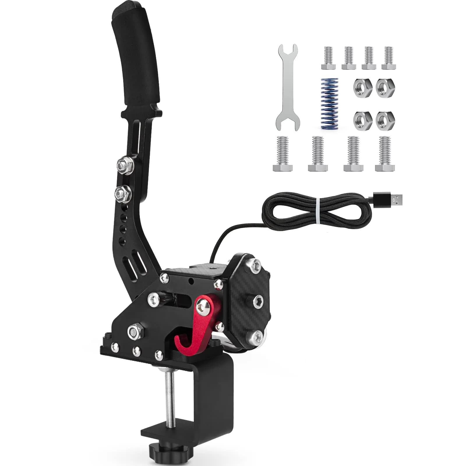aikeec USB Sim Racing Handbrake PC with Clamp, Compatible with Logitech G29 G920 T300 T500, Hall Sensor, Windows (Black)
