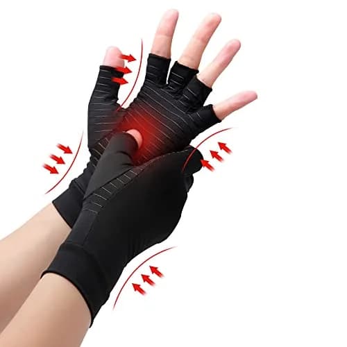 Waxden Copper Compression Arthritis Gloves for Hand Swelling & Pain Relief, Fingerless, Small | 1 Pair thumbnail 1