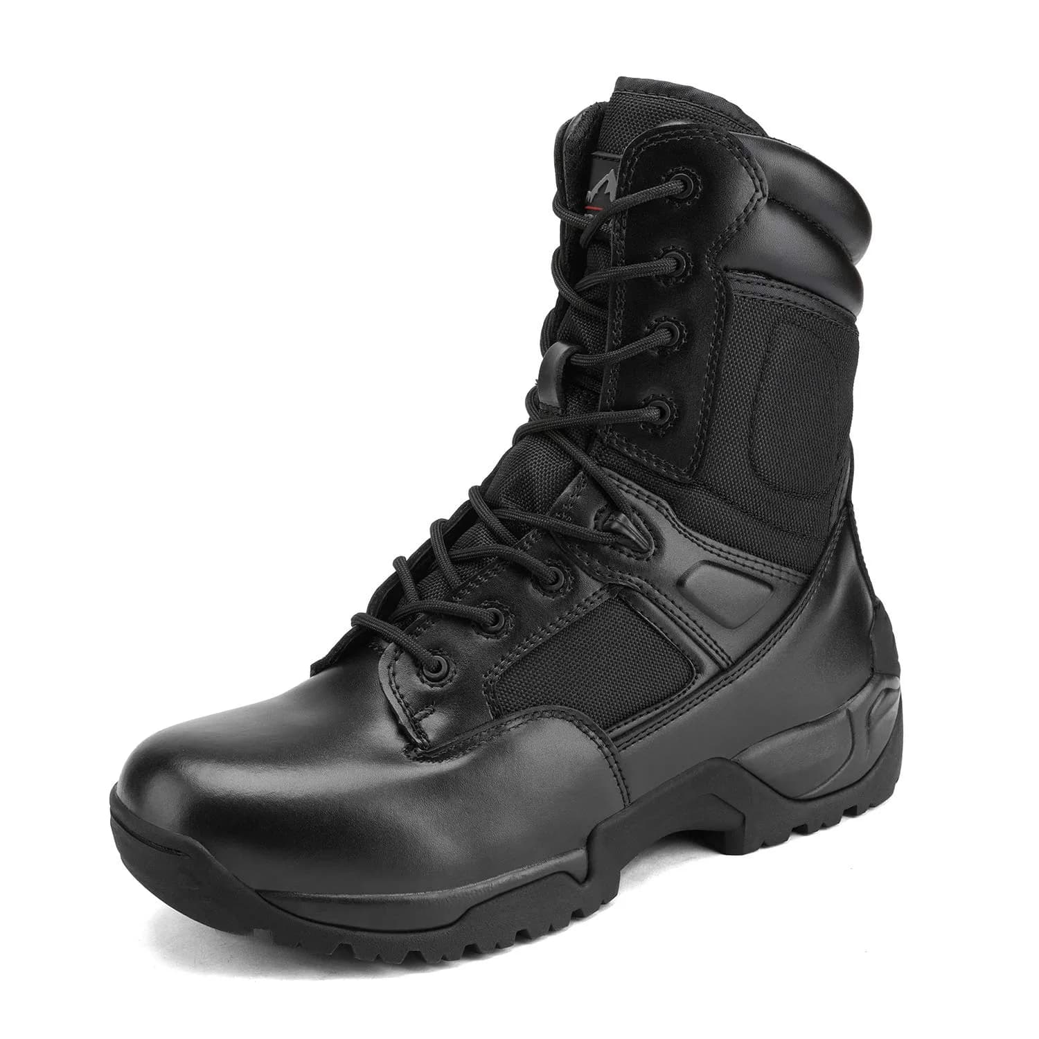 NORTIV 8 Men's Military Tactical Work Boots Side Zip 9 | Light-Duty Hiking & Outdoor Support — Black