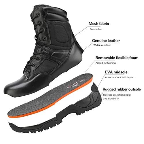 NORTIV 8 Men's Military Tactical Work Boots Side Zip 9 | Light-Duty Hiking & Outdoor Support thumbnail 5