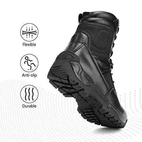 NORTIV 8 Men's Military Tactical Work Boots Side Zip 9 | Light-Duty Hiking & Outdoor Support thumbnail 6