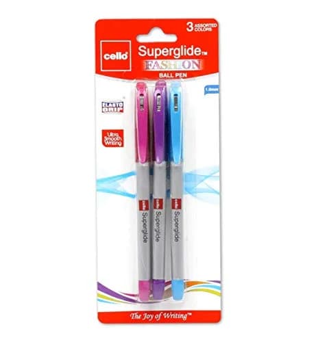 Cello Superglide Fashion Ball Pen 3-Pack | Smooth Ink Flow for Students & Office thumbnail 1