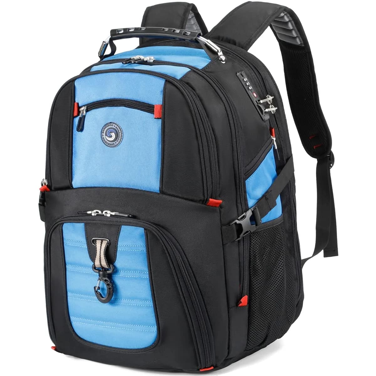 SHRRADOO Large Travel Laptop Backpack for Women, Work College Backpacks | 50L Capacity, Water-Resistant, Fits 17 Inch Laptops — Blue