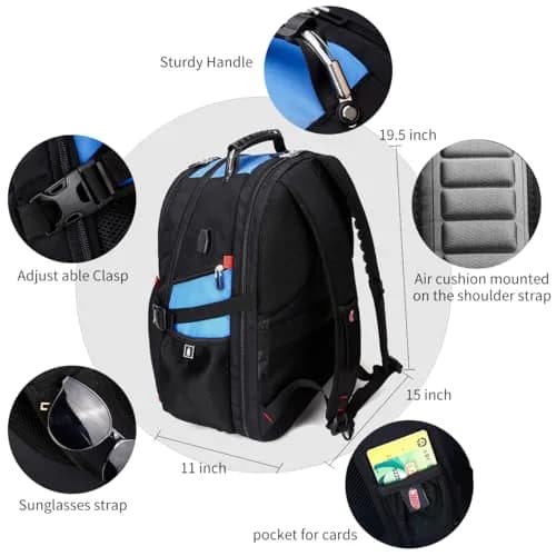 SHRRADOO Large Travel Laptop Backpack for Women, Work College Backpacks | 50L Capacity, Water-Resistant, Fits 17 Inch Laptops thumbnail 3