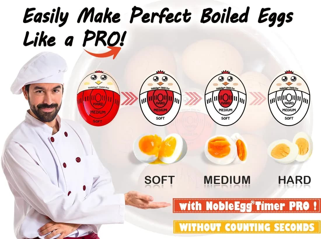 NobleEgg Egg Timer Pro for Boiling Eggs | Color-Changing Soft Hard Boiled Egg Timer | 1-Pack, Red - view 3