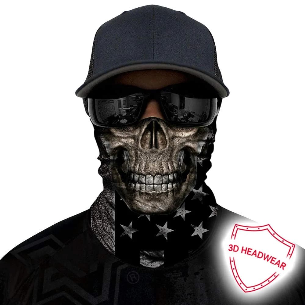 Obacle Skull Brown Face Half Mask for Dust, Wind, UV Sun Protection - Seamless 3D Tube Bandana - view 2