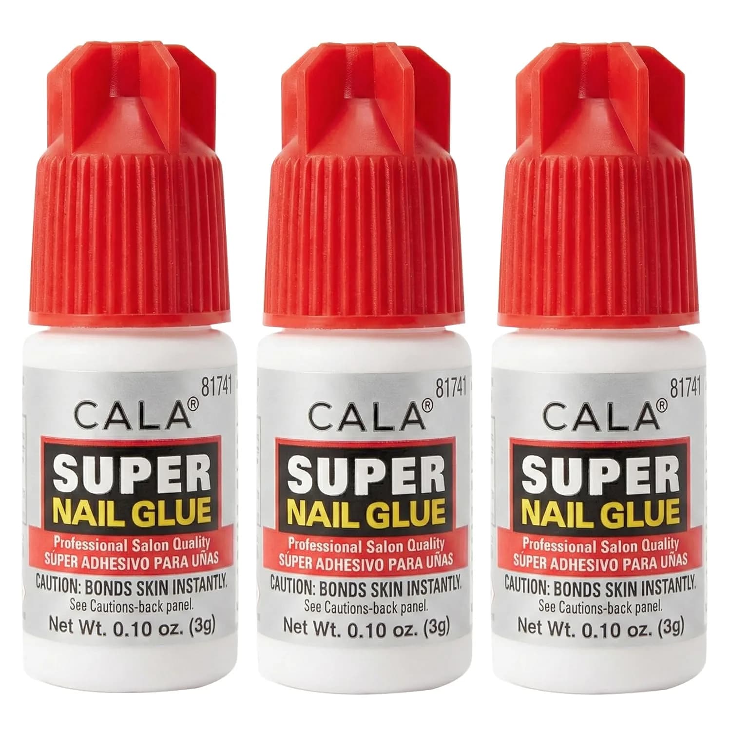 CALA Super Nail Glue for Broken Nails, 0.10 Fl Oz (Pack of 3) | Professional Quick Dry Adhesive — 0.10 Ounce