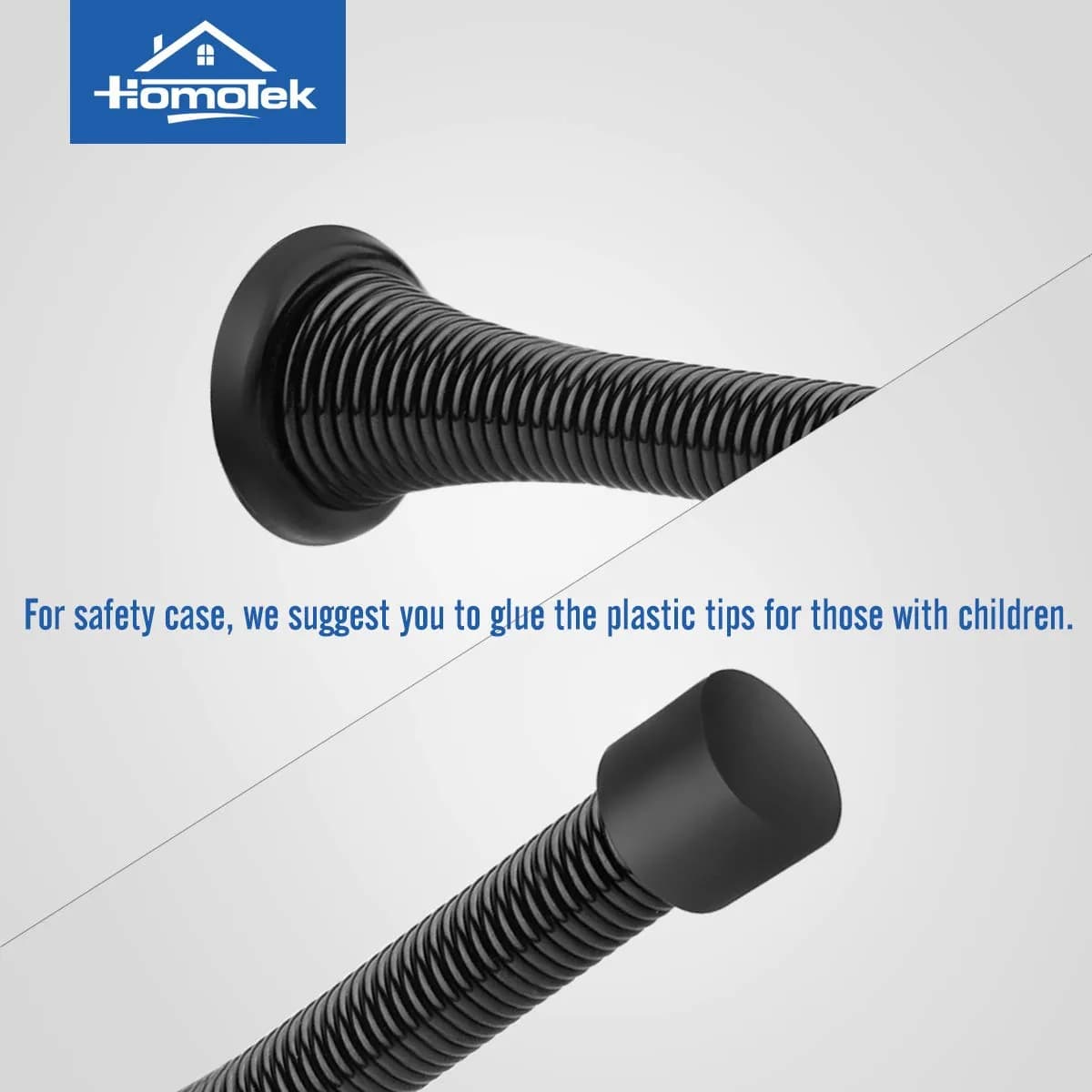 HOMOTEK Heavy Duty Spring Door Stops, 12 Pack Black | Value Pack Doorstop for Wall Protection - view 4