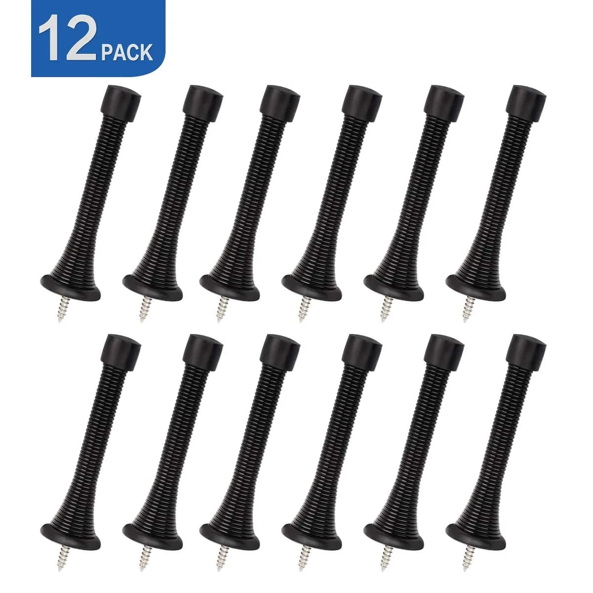 HOMOTEK Heavy Duty Spring Door Stops, 12 Pack Black | Value Pack Doorstop for Wall Protection - view 7
