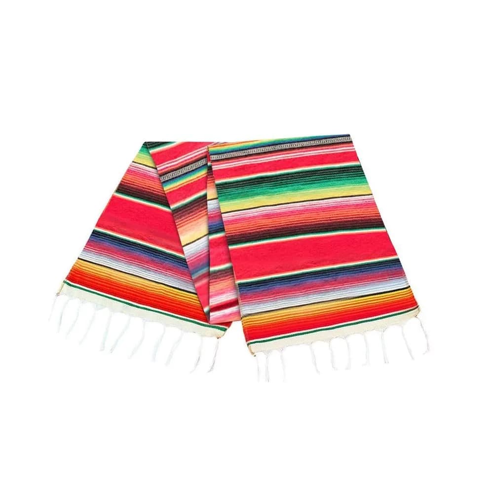 Hxezoc Mexican Serape Table Runner 35cm x 213cm (14" x 84") | Vivid Stripe Pattern for Festive Indian Tables - view 5