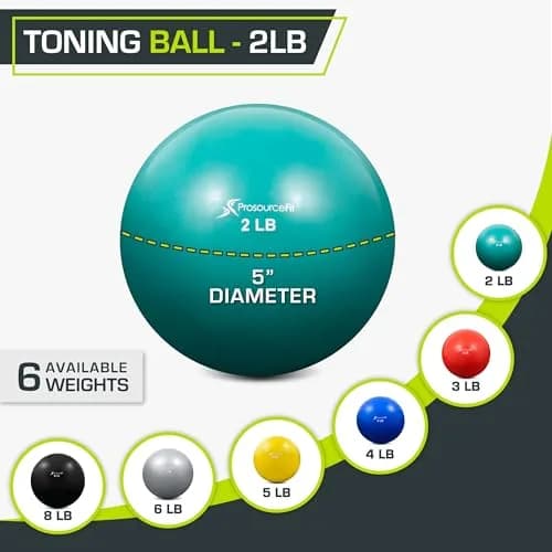ProsourceFit Weighted Toning Exercise Ball 0.91 kg (2 lb) Aqua | Pilates, Yoga, Strength Training & Physical Therapy thumbnail 2