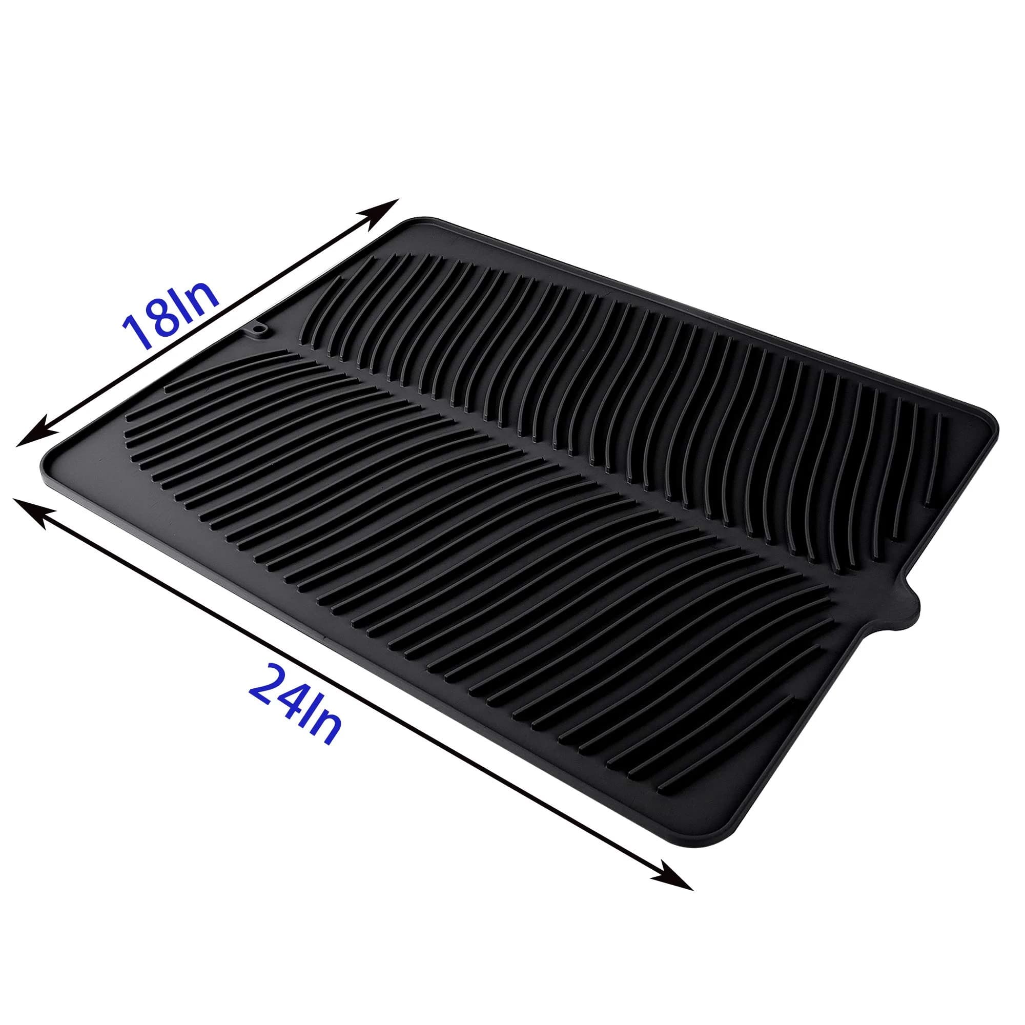 Yacee Black Silicone Dish Drying Mat XL (61cm x 45.7cm x 0.76cm) | Heat Resistant Trivet for Kitchen Counters - view 2