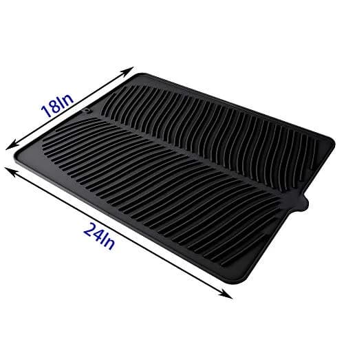 Yacee Black Silicone Dish Drying Mat XL (61cm x 45.7cm x 0.76cm) | Heat Resistant Trivet for Kitchen Counters thumbnail 2
