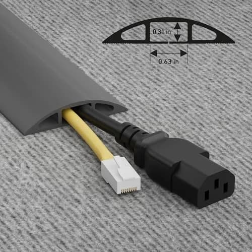 D-Line Gray Floor Cord Cover 900cm (30ft) | Heavy Duty Cable Management Solution for Wires on Floor thumbnail 3