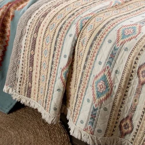 Rod's True Western Indian Summer Quilt Set - Reversible Southwestern 3 Piece Queen Bedding in Yellow Red Tan thumbnail 9