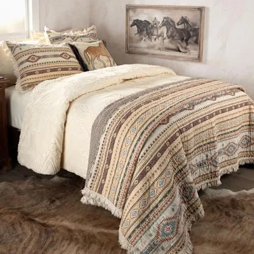 Rod's True Western Indian Summer Quilt Set - Reversible Southwestern 3 Piece Queen Bedding in Yellow Red Tan thumbnail 5