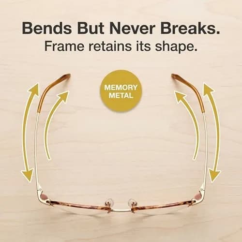 Hit Notion Oval Semi-Rimless Eyeglass Frames Shiny Gold Amber 46mm (1.81in) | Lightweight Monel Metal for All-Day Comfort thumbnail 5