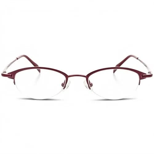 Hit Notion Oval Semi-Rimless Eyeglass Frames Plum 46-19-140 mm (1.81" Lens Width) | Lightweight Monel Metal for All-Day Comfort thumbnail 1
