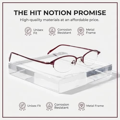 Hit Notion Oval Semi-Rimless Eyeglass Frames Plum 46-19-140 mm (1.81" Lens Width) | Lightweight Monel Metal for All-Day Comfort thumbnail 5