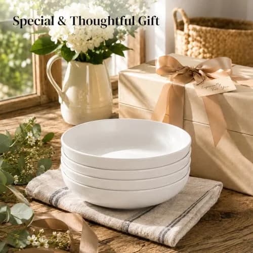 Y YHY 9.75" Large Pasta Bowls Set of 4 | 50 oz Ceramic Serving Bowls for Family Meals thumbnail 8