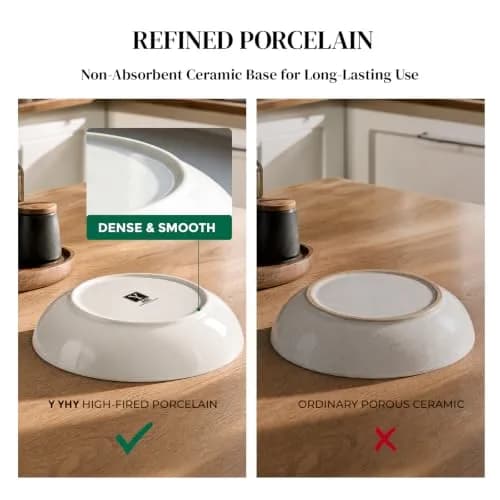 Y YHY 9.75" Large Pasta Bowls Set of 4 | 50 oz Ceramic Serving Bowls for Family Meals thumbnail 3