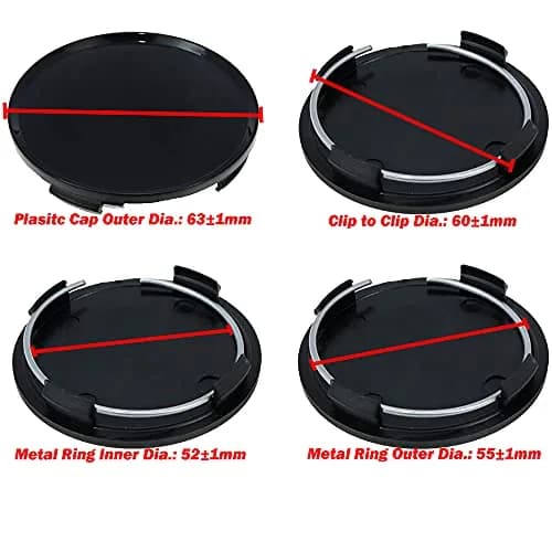 AUTUT 63mm Wheel Rim Hub Center Covers Replacement with Metal Ring, Pack of 4 | Snap-On Fit for Cars & Trucks thumbnail 2